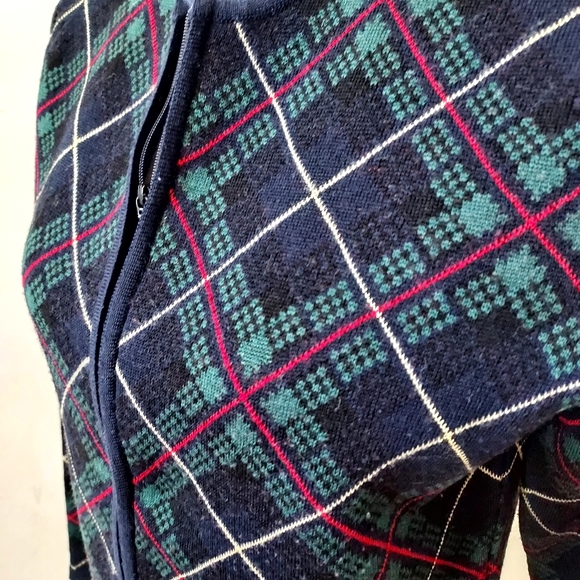 Talbots Made in Italy 100% Merino Wool Argyle Print Zippered Cardigan Small - Picture 3 of 10